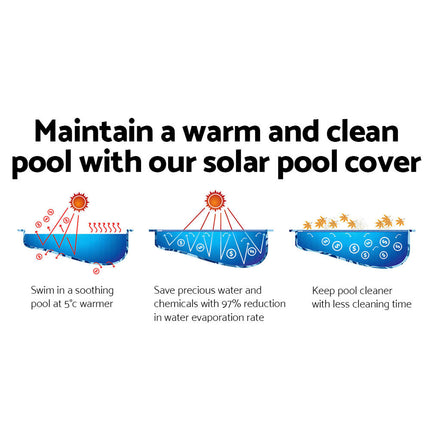 Aquabuddy Pool Cover 500 Micron 10x4m Swimming Pool Solar Blanket Blue Silver 3