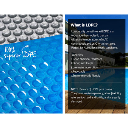 Aquabuddy Pool Cover 500 Micron 10x4m Swimming Pool Solar Blanket Blue Silver 4