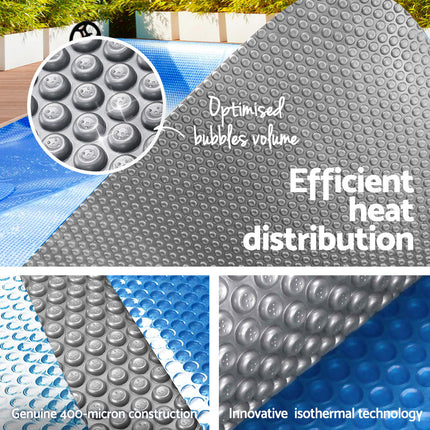 Aquabuddy Pool Cover 500 Micron 10x4m Swimming Pool Solar Blanket Blue Silver 5