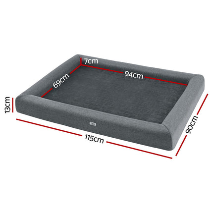 i.Pet Pet Bed Dog Cat Extra Large Calming Soft Sofa Cushion Egg Crate Washable Grey 2