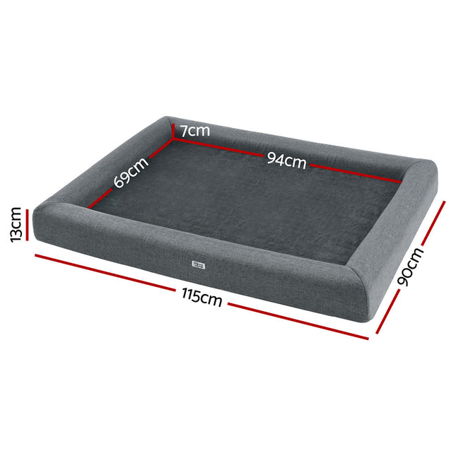 i.Pet Pet Bed Dog Cat Extra Large Calming Soft Sofa Cushion Egg Crate Washable Grey 2