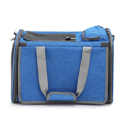 i.Pet Pet Carrier Bag Foldable Dog Cat Durable Crate Travel Cage Portable Car Kennel Blue 3