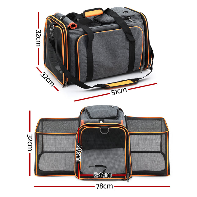 i.Pet Pet Carrier Bag Foldable Expandable Dog Cat Travel Cage Portable Car Kennel 2