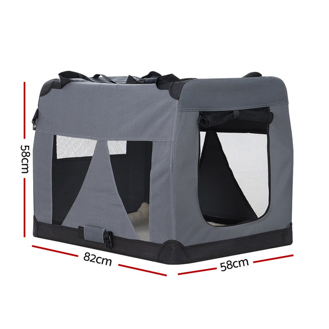 i.Pet Pet Carrier Soft Crate Dog Cat Travel 82x58CM Portable Foldable Car XL 2