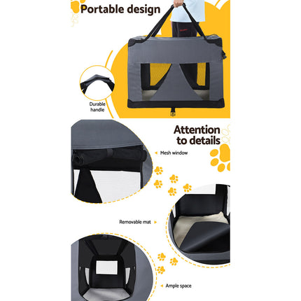 i.Pet Pet Carrier Soft Crate Dog Cat Travel 82x58CM Portable Foldable Car XL 6