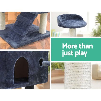 i.Pet Cat Tree 134cm Tower Scratching Post Scratcher Wood Condo House Bed Grey 5