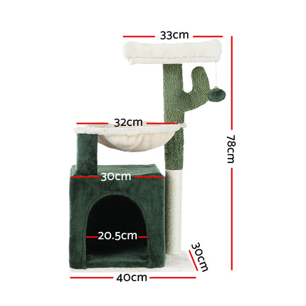 i.Pet Cat Tree 78cm Scratching Post Tower Scratcher Wood Condo House Bed Toys Green 2