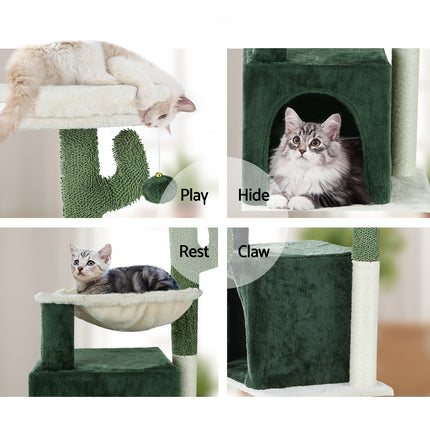 i.Pet Cat Tree 78cm Scratching Post Tower Scratcher Wood Condo House Bed Toys Green 6
