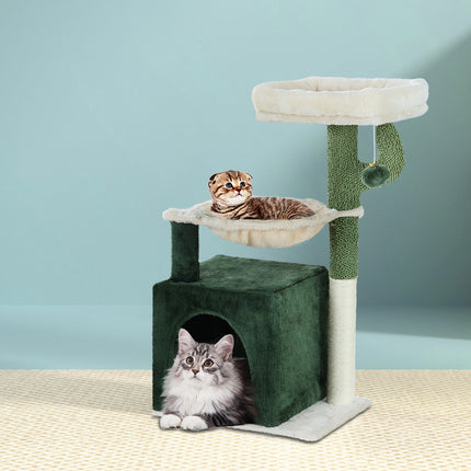 i.Pet Cat Tree 78cm Scratching Post Tower Scratcher Wood Condo House Bed Toys Green 7
