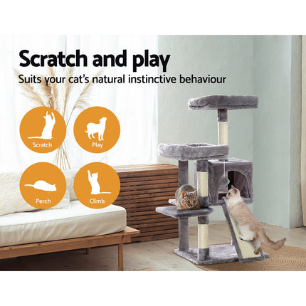 i.Pet Cat Tree 103cm Tower Scratching Post Scratcher Wood Condo House Trees Grey 4
