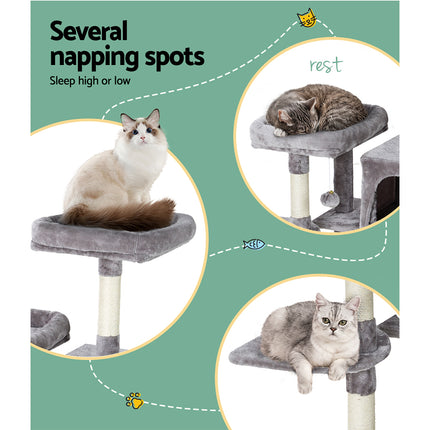 i.Pet Cat Tree 103cm Tower Scratching Post Scratcher Wood Condo House Trees Grey 6