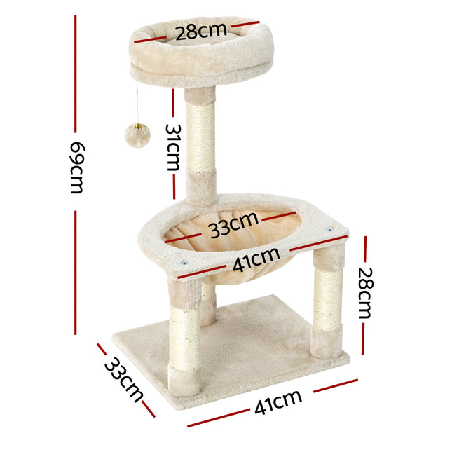 i.Pet Cat Tree 69cm Scratching Post Tower Scratcher Wood Condo Toys House Bed 2