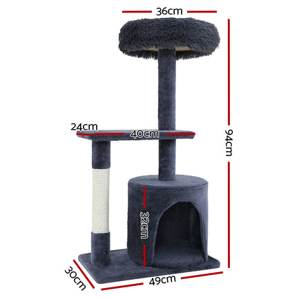 i.Pet Cat Tree 94cm Scratching Post Tower Scratcher Condo House Wood Trees Grey 2