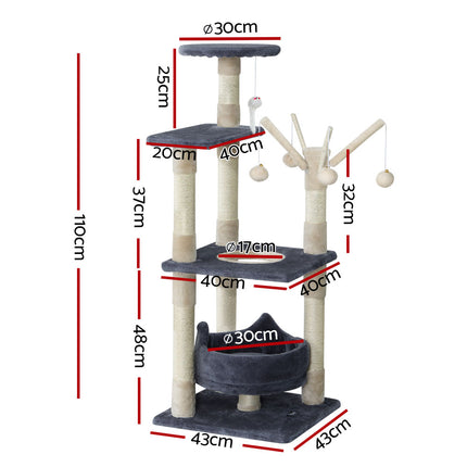 i.Pet Cat Tree 110cm Tower Scratching Post Scratcher Wood Condo House Bed Toys 2