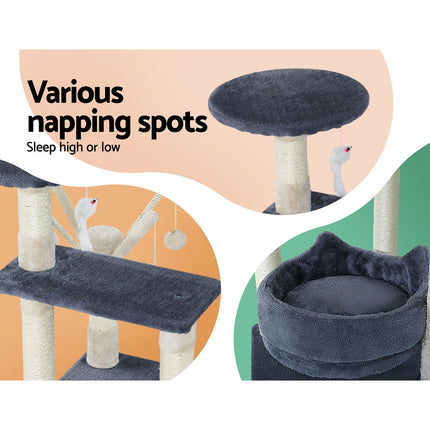 i.Pet Cat Tree 110cm Tower Scratching Post Scratcher Wood Condo House Bed Toys 5