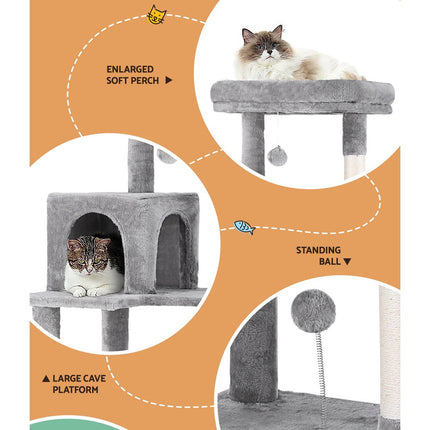 i.Pet Cat Tree Tower Scratching Post Scratcher 143cm Condo House Trees Grey 4