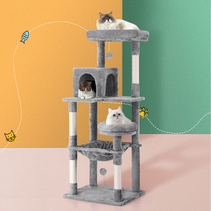 i.Pet Cat Tree Tower Scratching Post Scratcher 143cm Condo House Trees Grey 7
