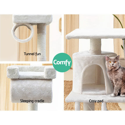 i.Pet Cat Tree 141cm Tower Scratching Post Scratcher Condo Wood House Bed Beige 5