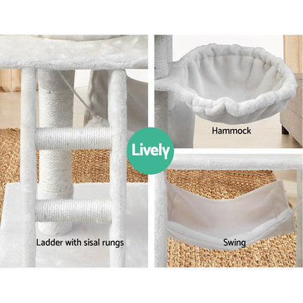 i.Pet Cat Tree 141cm Tower Scratching Post Scratcher Condo Wood House Bed Beige 6