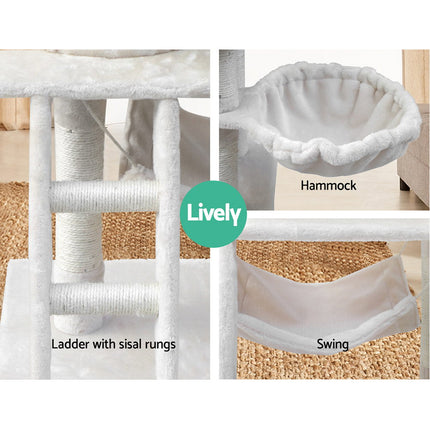 i.Pet Cat Tree 141cm Tower Scratching Post Scratcher Condo Wood House Bed Beige 7