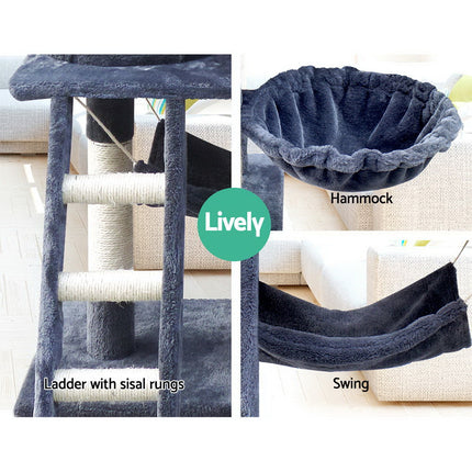 i.Pet Cat Tree 141cm Tower Scratching Post Scratcher Condo Wood House Bed Grey 6