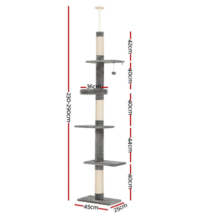 i.Pet Cat Tree 290cm Tower Scratching Post Scratcher Floor to Ceiling Cats Bed 2