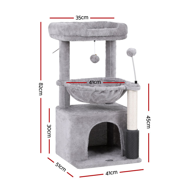 i.Pet Cat Tree Tower 82cm Scratching Post Furniture Scratcher House Light Grey 2