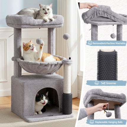 i.Pet Cat Tree Tower 82cm Scratching Post Furniture Scratcher House Light Grey 4