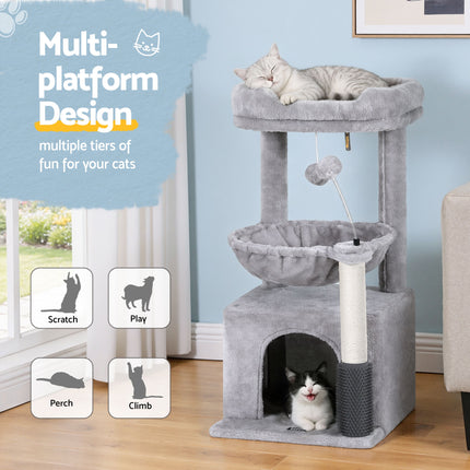 i.Pet Cat Tree Tower 82cm Scratching Post Furniture Scratcher House Light Grey 5