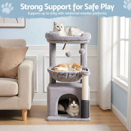 i.Pet Cat Tree Tower 82cm Scratching Post Furniture Scratcher House Light Grey 9