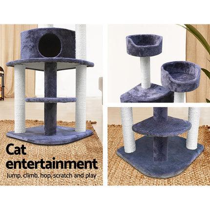 i.Pet Cat Tree 126cm Tower Scratching Post Scratcher Condo Trees House Grey 5
