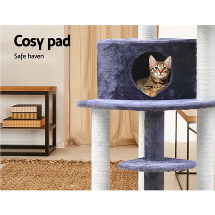 i.Pet Cat Tree 126cm Tower Scratching Post Scratcher Condo Trees House Grey 7