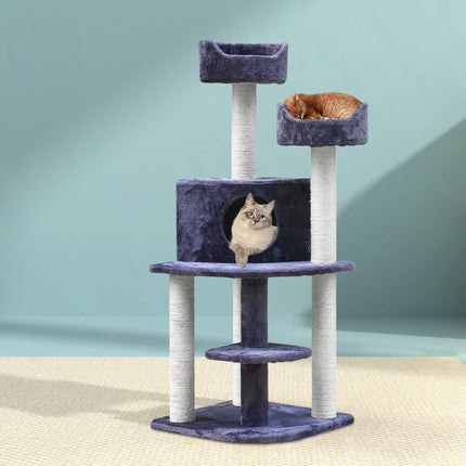 i.Pet Cat Tree 126cm Tower Scratching Post Scratcher Condo Trees House Grey 8