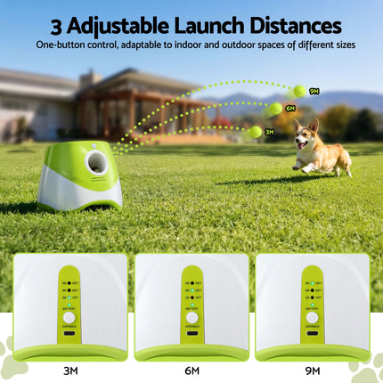 i.Pet Dog Ball Launcher Thrower with 6 Balls & 3/6/9m Launch Distances Green 4