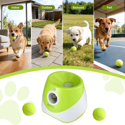 i.Pet Dog Ball Launcher Thrower with 6 Balls & 3/6/9m Launch Distances Green 7