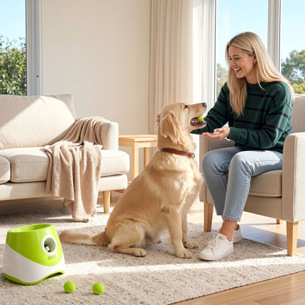 i.Pet Dog Ball Launcher Thrower with 6 Balls & 3/6/9m Launch Distances Green 9