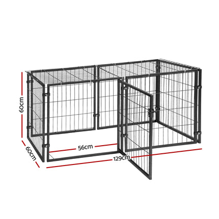i.Pet Large Dog Crate Cage Playpen 129cm Puppy Pen Pet Enclosure Black 2