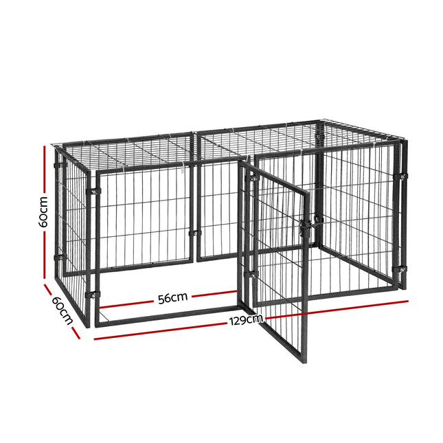 i.Pet Large Dog Crate Cage Playpen 129cm Puppy Pen Pet Enclosure Black 2