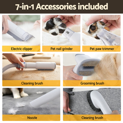 i.Pet Pet Grooming Kit Vacuum Dog Cat Hair Dryer Remover Clipper Brushes Cleaning 5