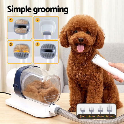 i.Pet Pet Grooming Kit Vacuum Dog Cat Hair Dryer Remover Clipper Brushes Cleaning 6