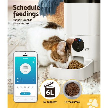 i.Pet Automatic Pet Feeder 6L Wifi Auto Dog Cat Smart Food Dispenser Timer 7