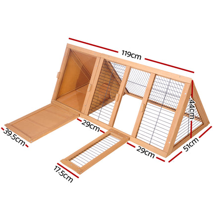i.Pet Rabbit Hutch Chicken Coop 119cm x 51cm x 44cm Chicken Coop Large Run Wooden Cage Outdoor 2