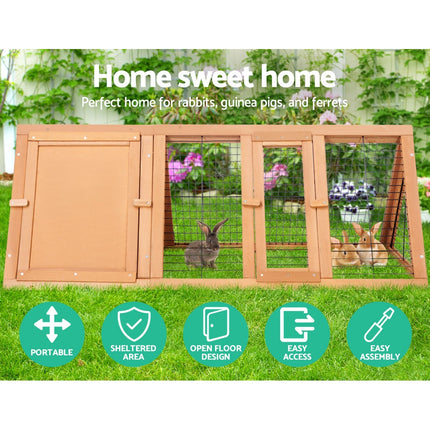 i.Pet Rabbit Hutch Chicken Coop 119cm x 51cm x 44cm Chicken Coop Large Run Wooden Cage Outdoor 4