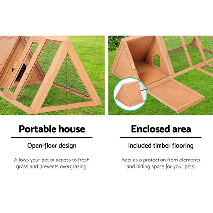 i.Pet Rabbit Hutch Chicken Coop 119cm x 51cm x 44cm Chicken Coop Large Run Wooden Cage Outdoor 5