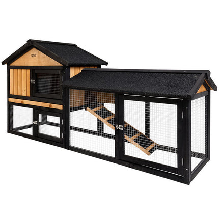 i.Pet Chicken Coop Rabbit Hutch 165cm x 43cm x 86cm Chicken Coop Large Run House Cage Wooden Outdoor 3