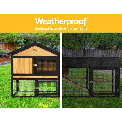 i.Pet Chicken Coop Rabbit Hutch 165cm x 43cm x 86cm Chicken Coop Large Run House Cage Wooden Outdoor 5