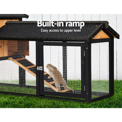 i.Pet Chicken Coop Rabbit Hutch 165cm x 43cm x 86cm Chicken Coop Large Run House Cage Wooden Outdoor 6