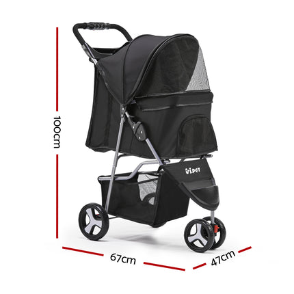 i.Pet Pet Stroller Dog Pram Cat Carrier Large Travel Pushchair Foldable 3 Wheels 2