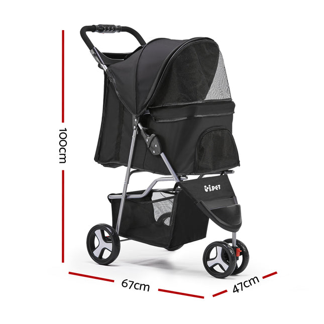 i.Pet Pet Stroller Dog Pram Cat Carrier Large Travel Pushchair Foldable 3 Wheels 2