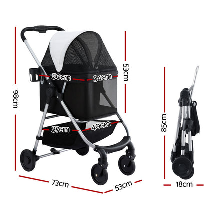 i.Pet Pet Stroller Pram Dog Cat Carrier Cage Large Travel Pushchair Foldable 4 Wheels 3